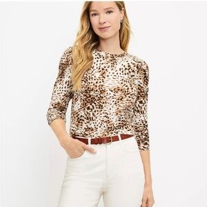 Loft Animal Print Puff Sleeve Top- size medium